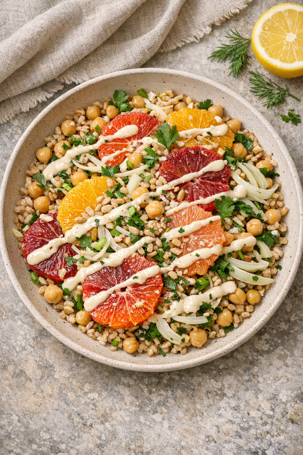 Citrus chickpea bowl