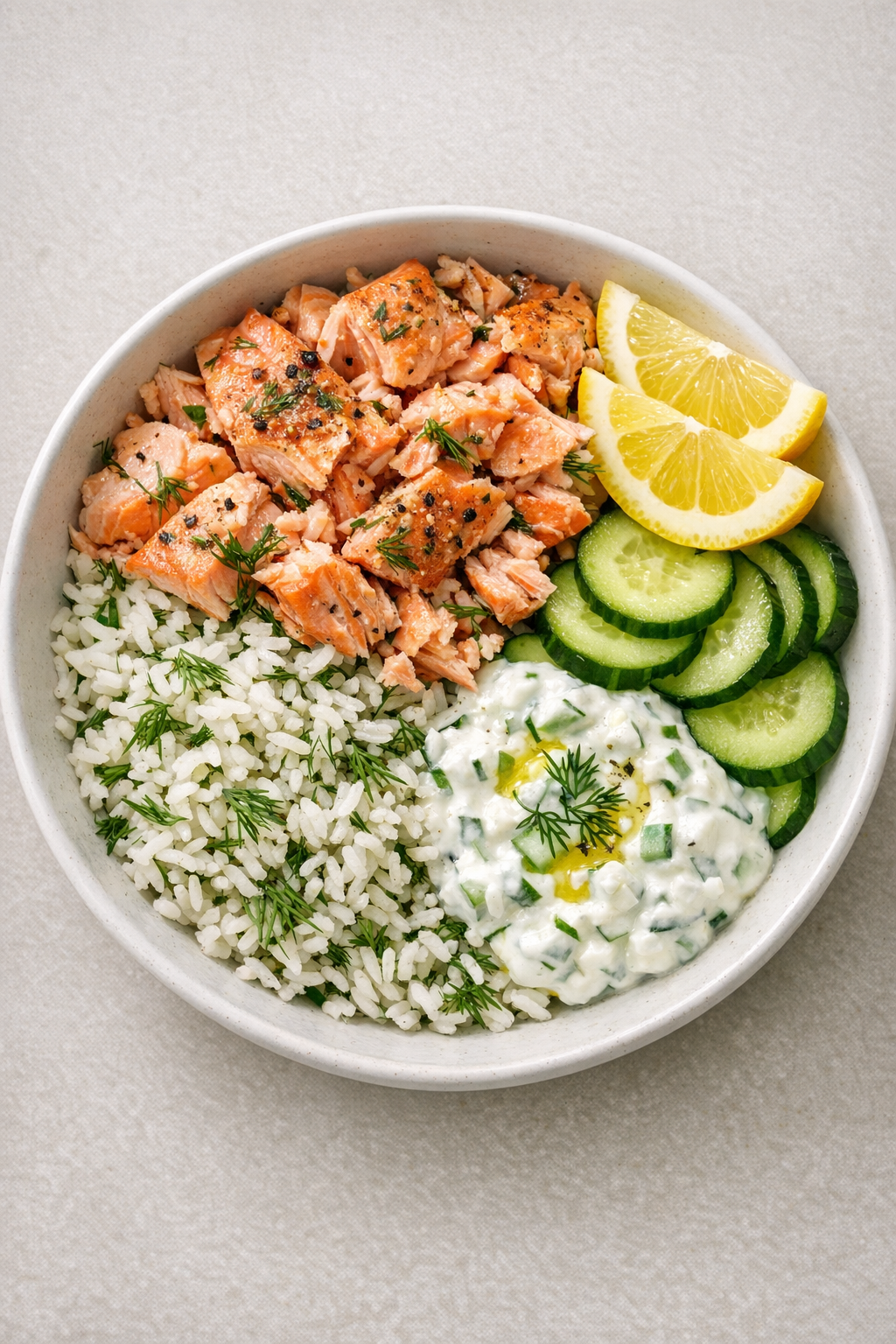 Herbed salmon rice plate